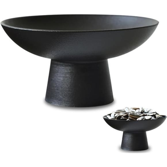 Ceramic Footed Bowl Decorative Fruit Bowl Snack Bowl, 4.7x2.3 Inch, Black - Picture 1 of 7